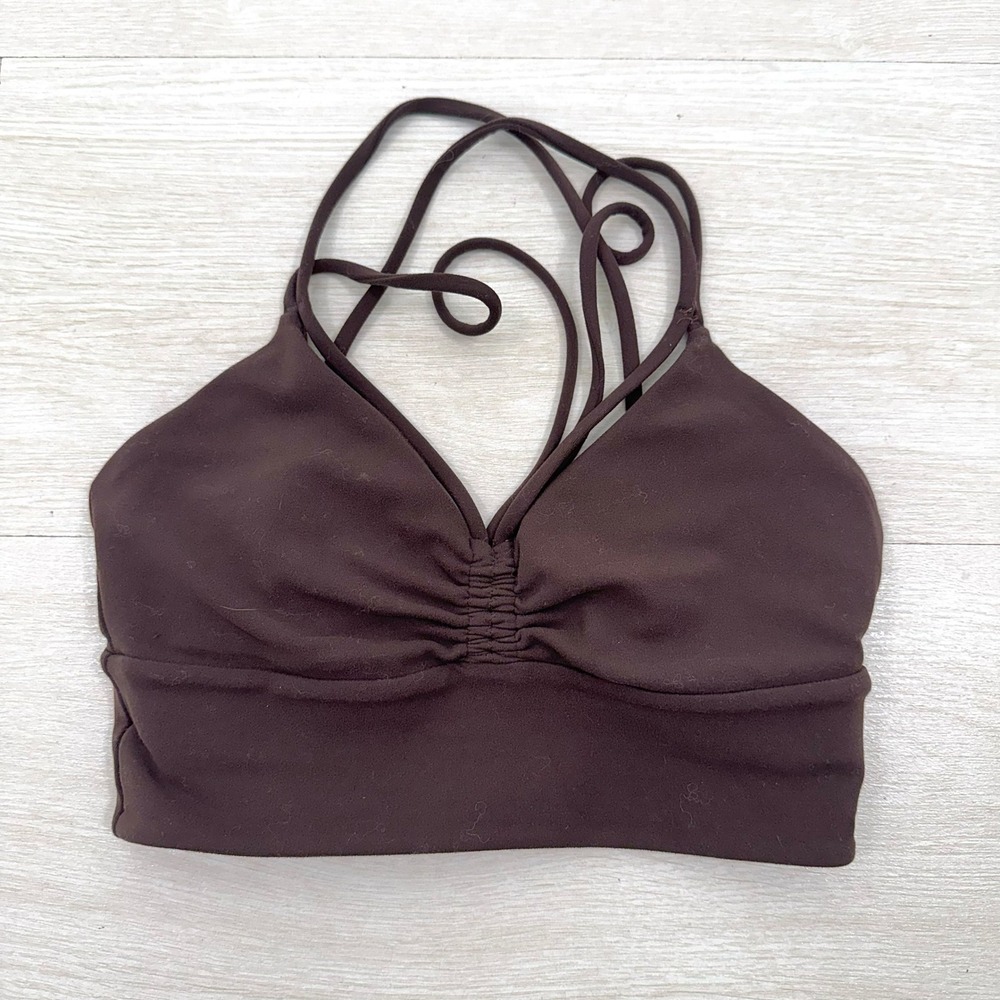 Lululemon Align Bra Dark Brown Strappy V Neck‎ Ruched Athletic Top Size 4